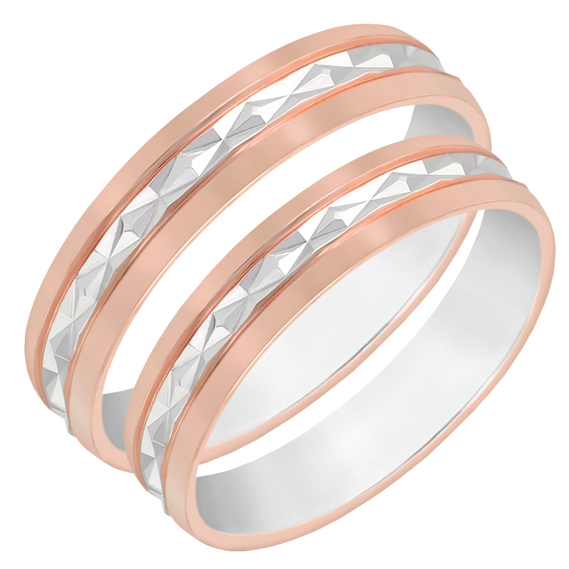 Zdobené dvoubarevné snubní prsteny 60617