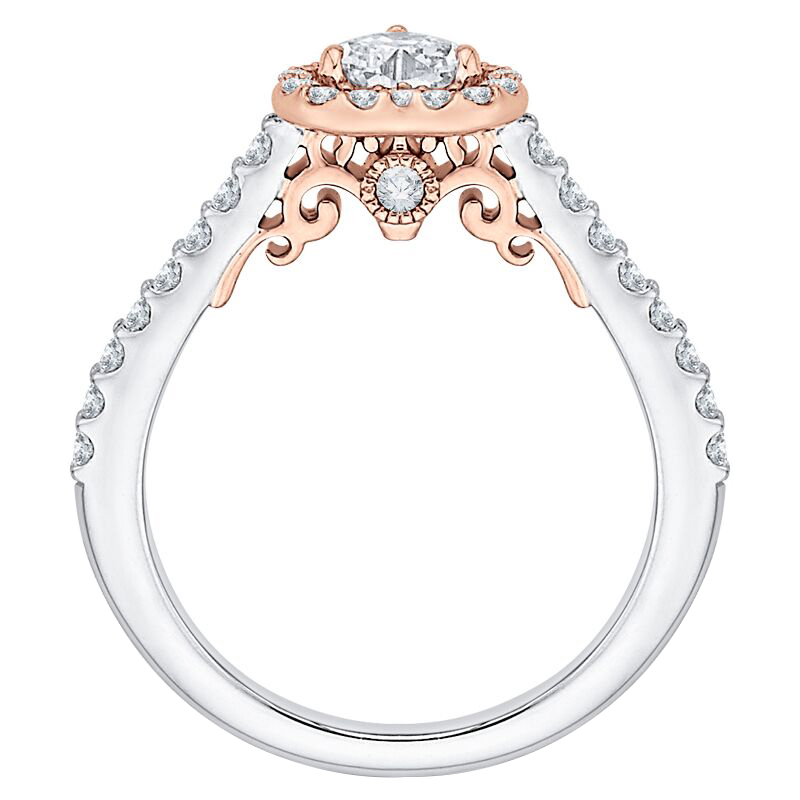 Zlatý zásnubní prsten s diamantovým srdcem 60917