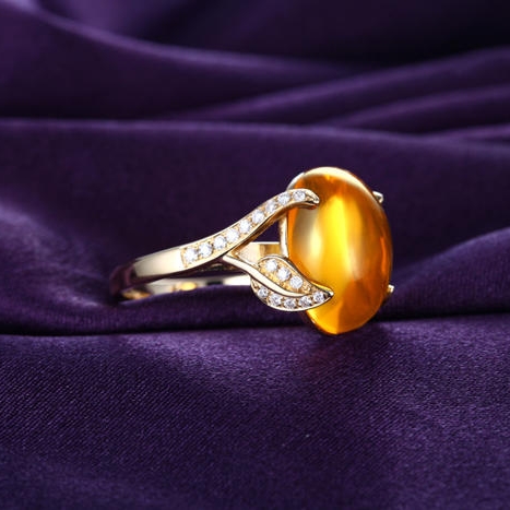 Zlatý citrínový prsten 6117