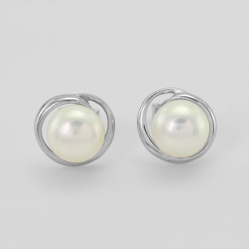 Náušnice s perlami ze stříbra 70087