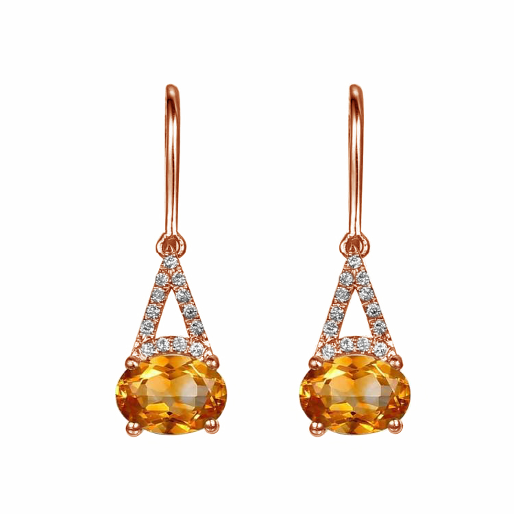 Zlaté citrínové náušnice s diamanty Jesper 73697
