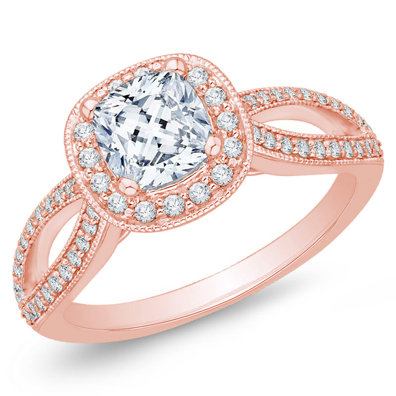 Diamantový zásnubní prsten z růžového zlata 74437