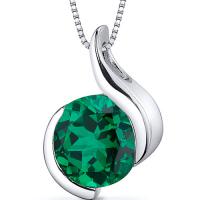 Simulovaný smaragd ve stříbrném náhrdelníku Jason