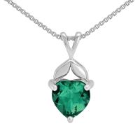 Stříbrný náhrdelník se simulovaným smaragdovým srdcem Myra