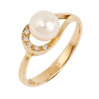 Zlatý prsten s perlou a diamanty Eha
