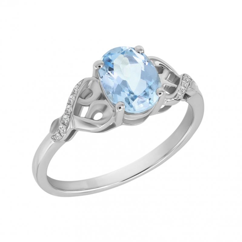 Nebeský akvamarínový prsten s diamanty Alanyse