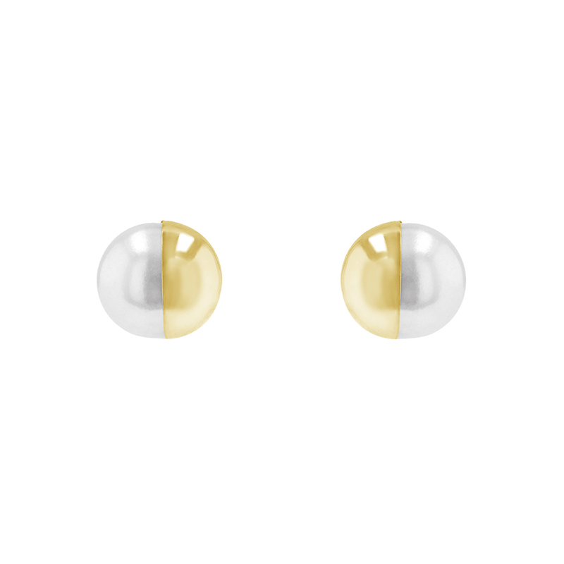 Decentní perlové náušnice ze žlutého zlata