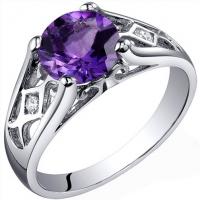 Stříbrný prsten s ametystem a zirkony Camilla