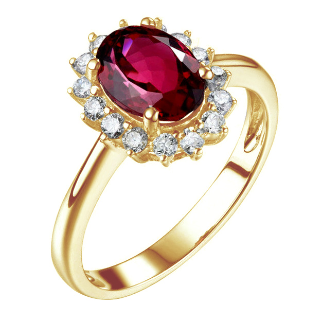 Prsten s turmalínem a diamanty z bílého zlata 83557