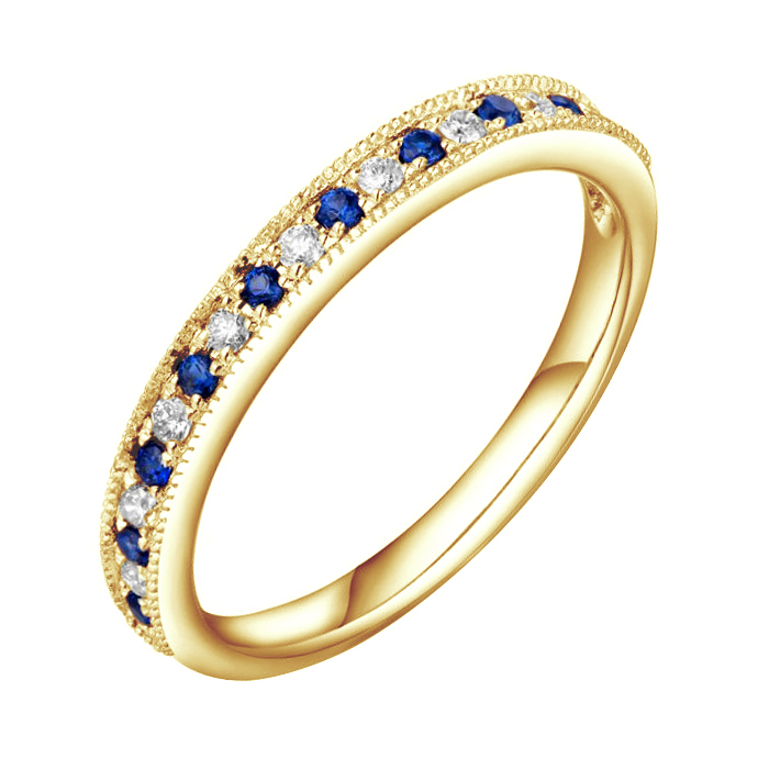 Zlatý prsten se safíry a diamanty 86487