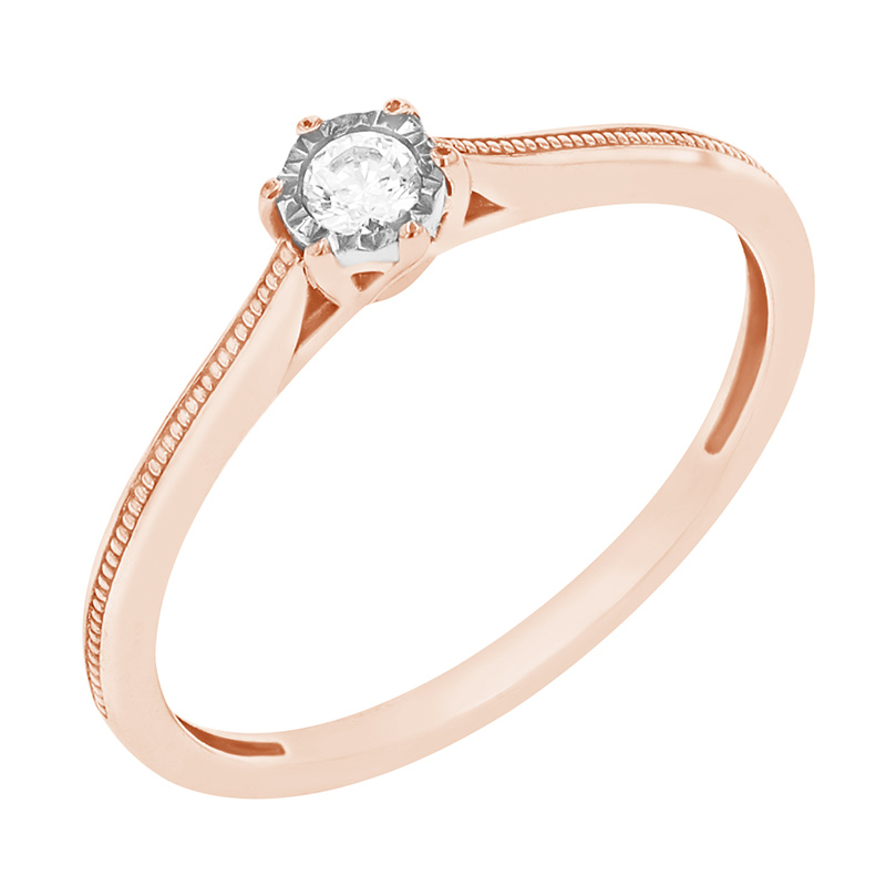 Dokonalý prsten s diamantem z růžového zlata 88597