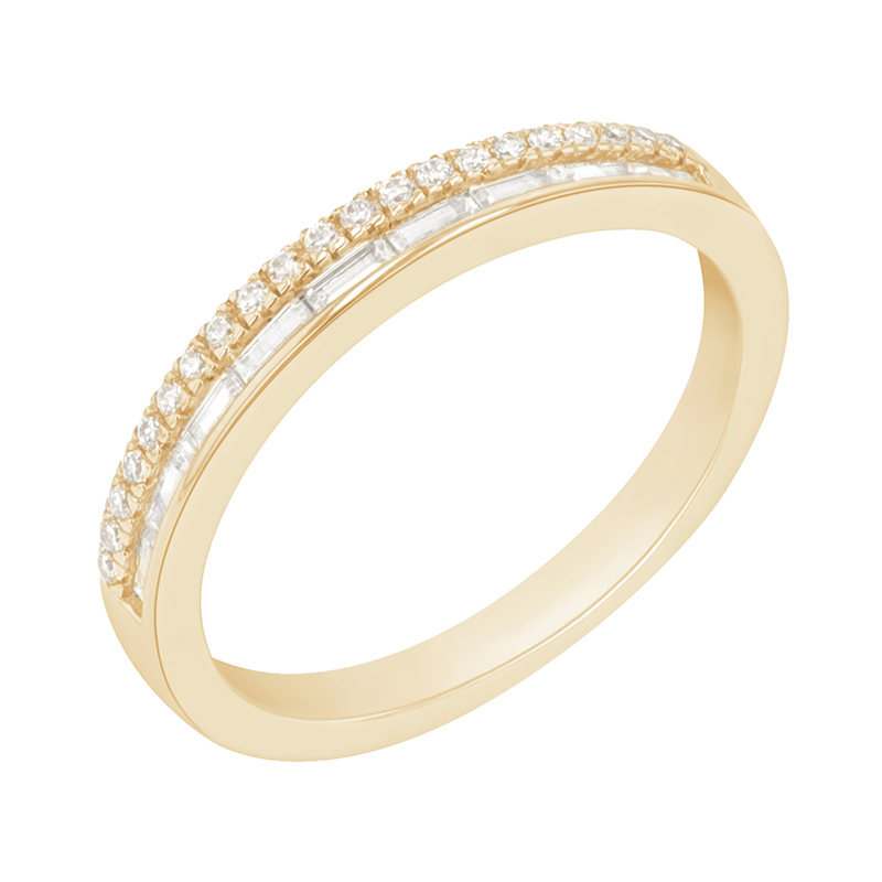 Eternity prsten s round a baguette diamanty ze žlutého zlata 89447