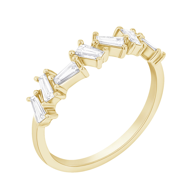 Prsten s baguette diamanty ze žlutého zlata