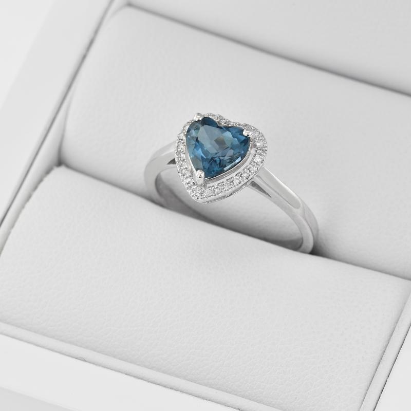 Zlatý zásnubní prsten s modrým topazem 9157