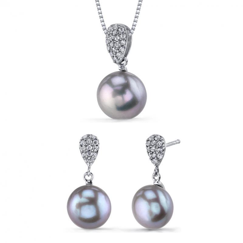 Stříbrná kolekce s šedými perlami Manias