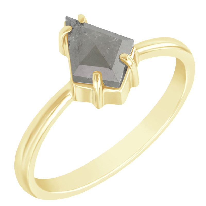 Zlatý prsten s šedým atypickým diamantem Evelina 97457