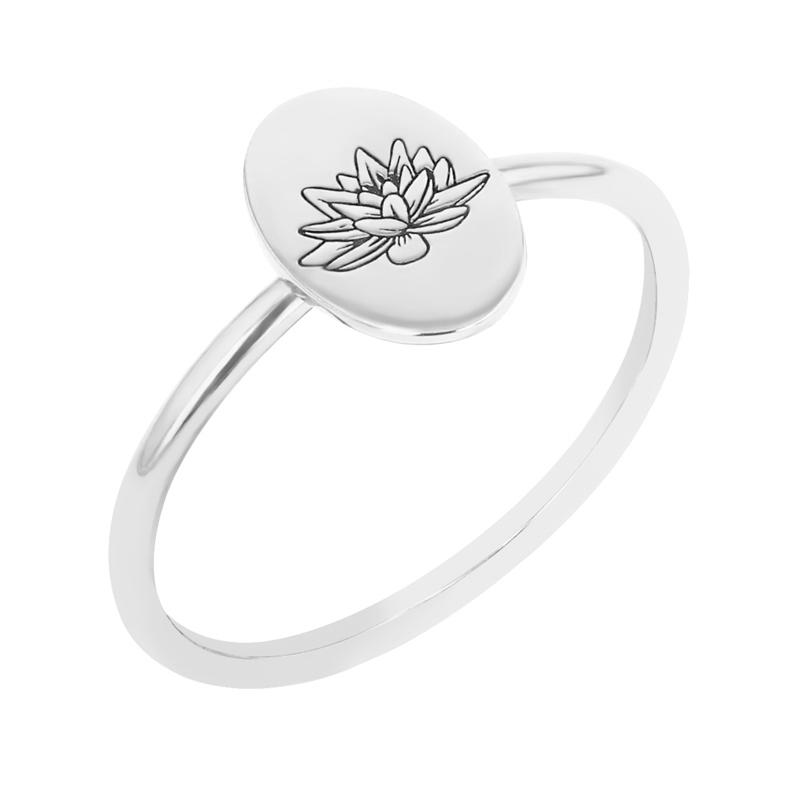 Oválný prsten s gravírem květiny Agatha 98527