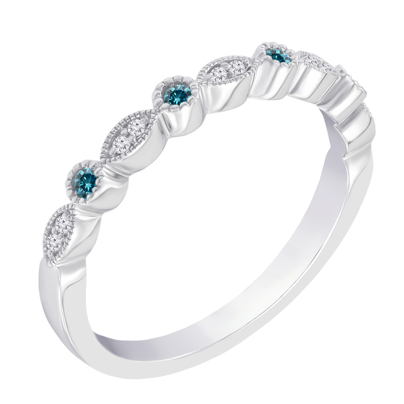Eternity prsten s modrými a bílými diamanty Alanis