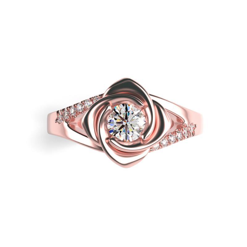 Zásnubní prsten ve tvaru růže s moissanitem a diamanty Xalor 100418