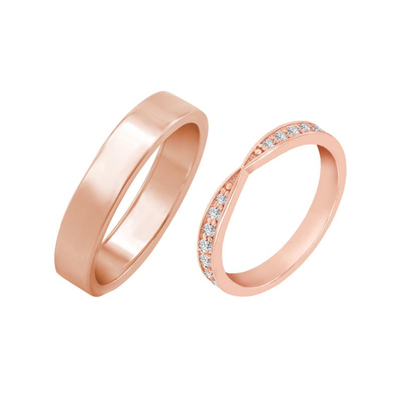 Eternity prsten s lab-grown diamanty a pánský plochý prsten Turpein 101908