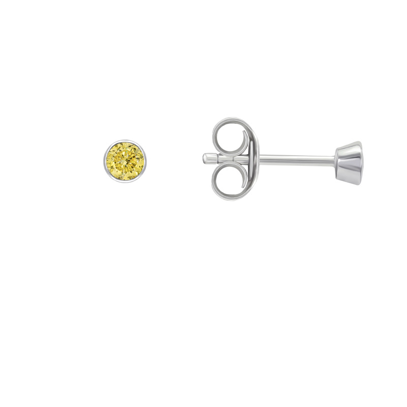 Stříbrné minimalistické bezel náušnice se žlutými diamanty Tofine 102918