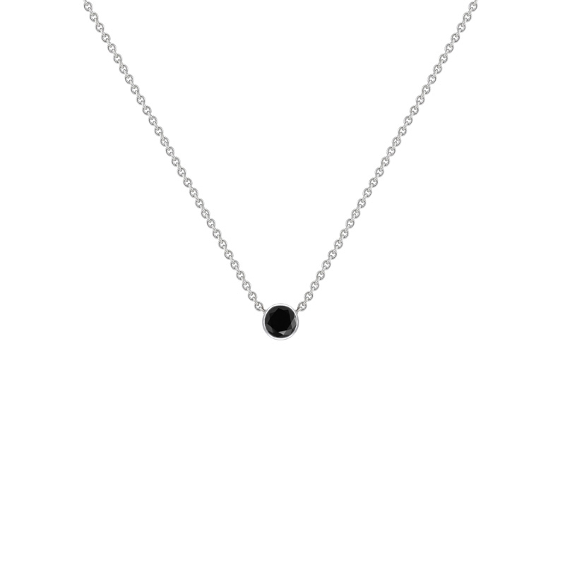 Stříbrný minimalistický náhrdelník s černým diamantem Glosie 103648