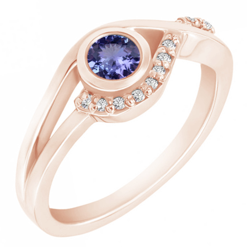 Zásnubní prsten s tanzanitem a diamanty Milia 104418