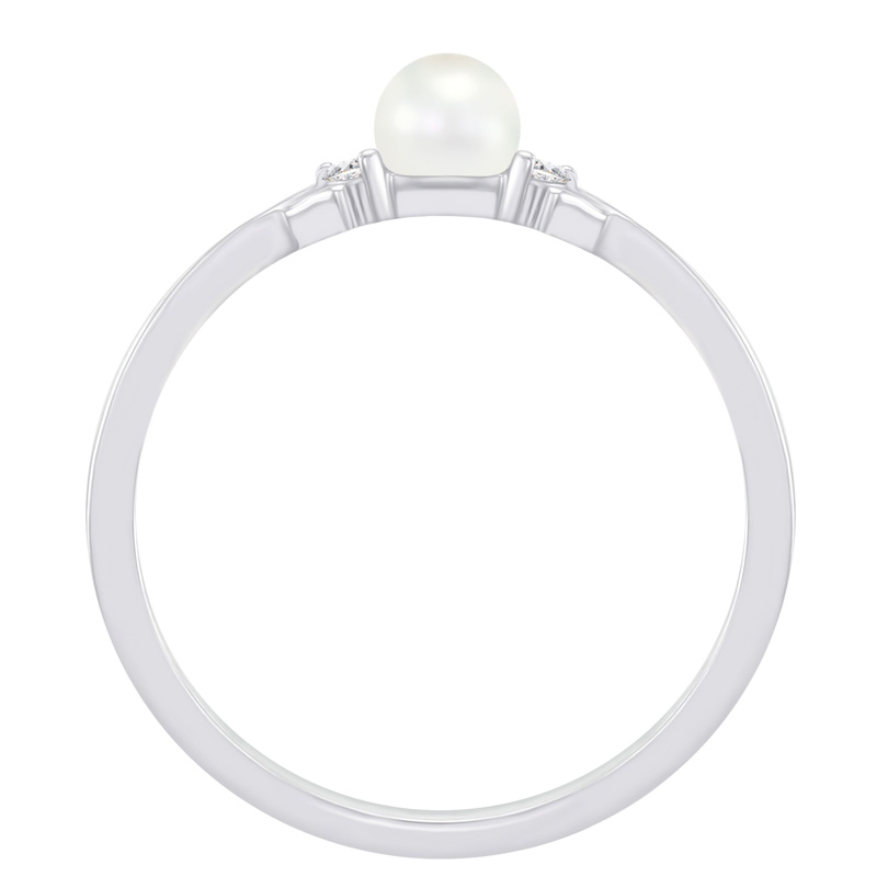 Stříbrný elegantní prsten s perlou a lab-grown diamanty Azana 104448