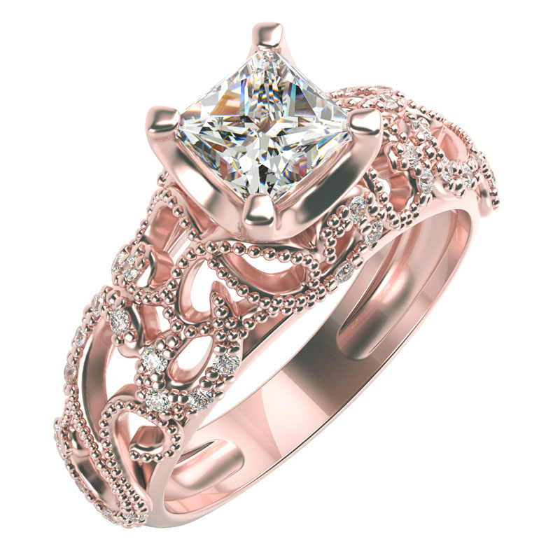 Zásnubní vintage prsten s diamanty Riare 104828