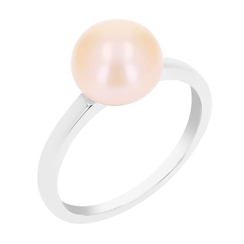 Stříbrný prsten s broskvovou perlou Rivka