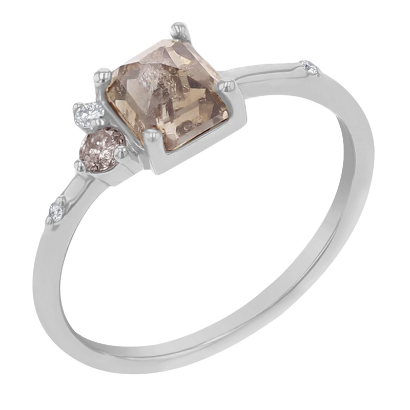 Zlatý prsten se salt and pepper diamantem a lab-grown diamanty Kenya 112178