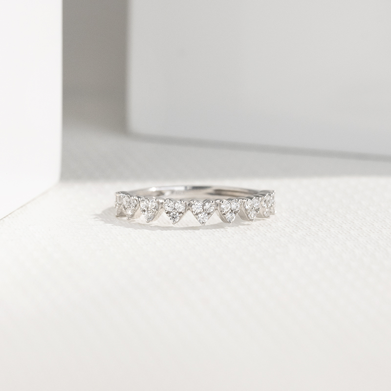 Srdíčkový eternity prsten s diamanty Mihai 112888