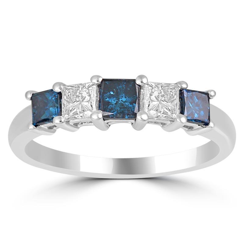 Zlatý prsten s modrými diamanty