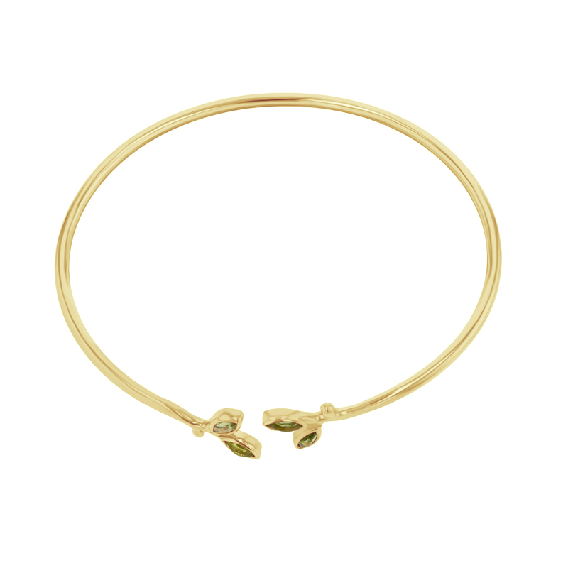 Zlatý minimalistický náramek s olivínovými listy Hulme 113478