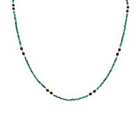 Pozlacený korálkový náhrdelník s malachity Leonica 
