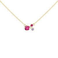 Stříbrný cluster náhrdelník s turmalínem, tanzanitem, rubínem a diamantem Millie