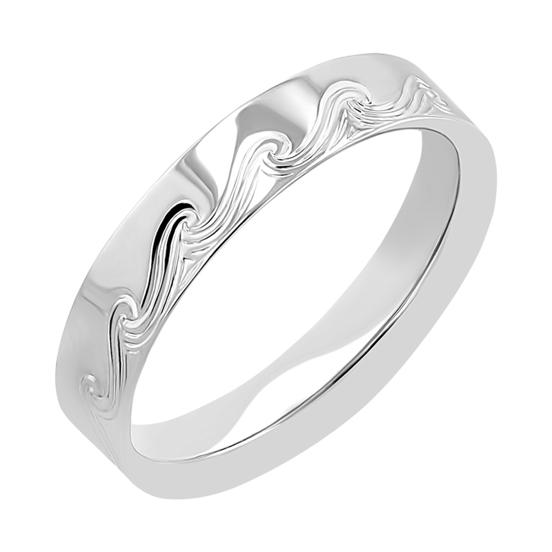 Snubní prsteny s ruční rytinou vln Carlin 116398