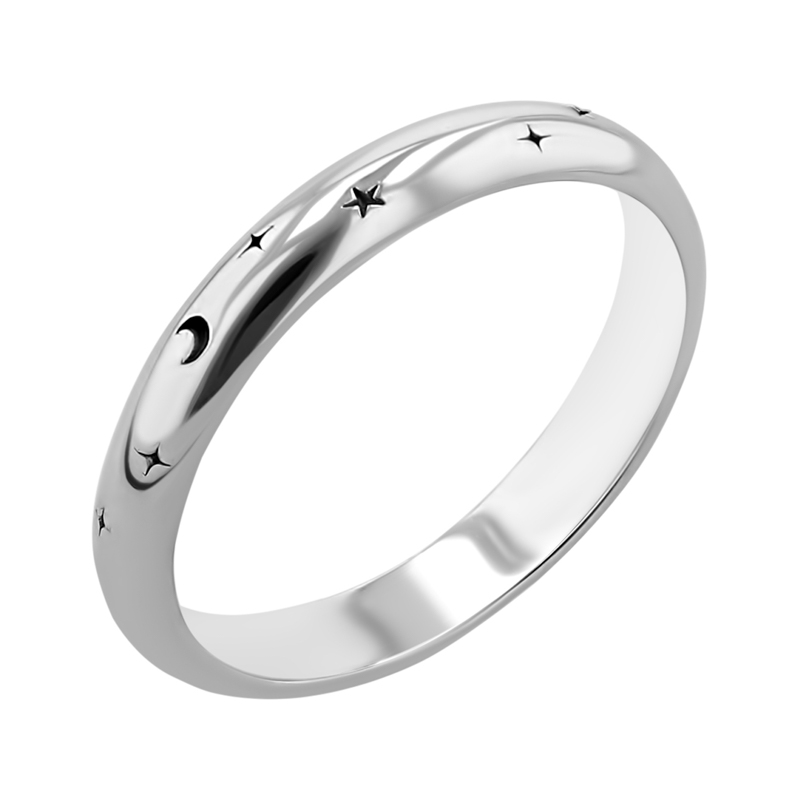 Snubní prsteny s gravírem hvězd a měsíce Furilla 116408