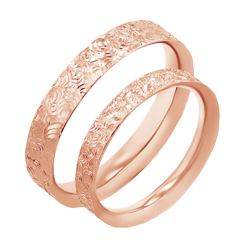 Snubní prsteny s gravírovaným povrchem Faye 116958