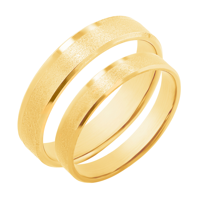 Matné snubní prsteny ze zlata s lesklými okraji Kalea 117388