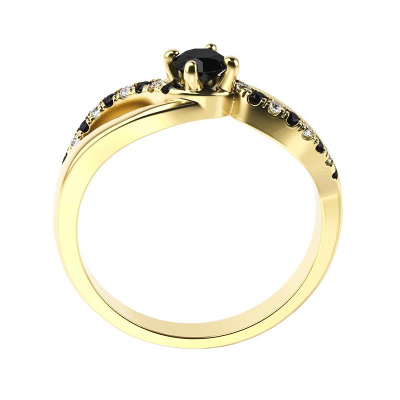 Zásnubní prsten s černými a bílými diamanty Ewie 119348