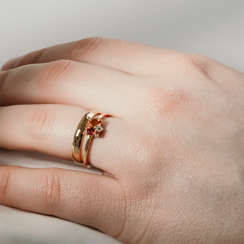Cluster prsten s citríny, rubínem a akvamarínem Bluma 120118