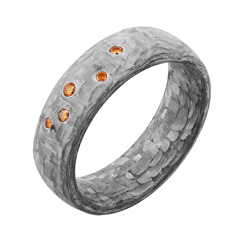 Mírně zaoblené snubní prsteny z karbonu s koňakovými diamanty Parri 125178