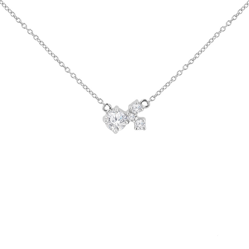 Stříbrný cluster náhrdelník s moissanitem a lab-grown diamanty Millie 125318