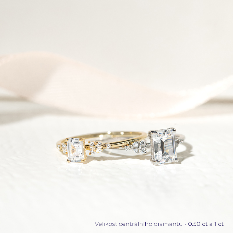 Zásnubní prsten s emerald diamantem Adva 127098