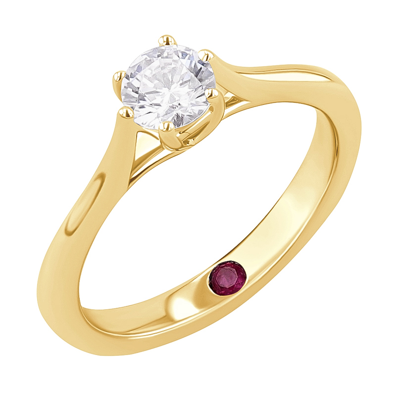 Zásnubní prsten s lab-grown diamantem a rubínem Nelia 130328