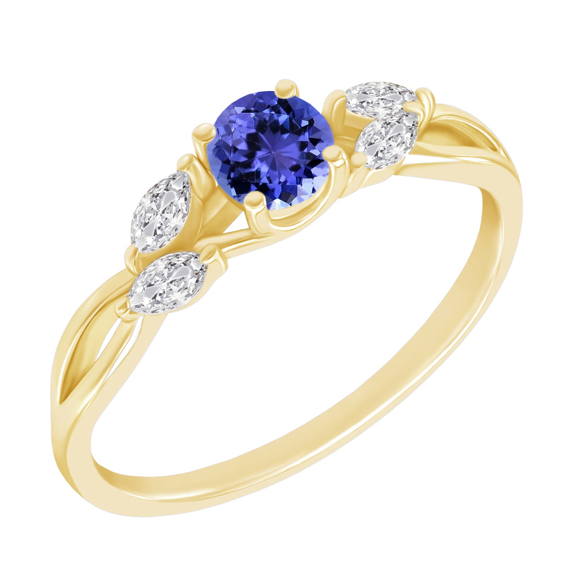 Zásnubní prsten s tanzanitem a marquise lab-grown diamanty Halym 132388