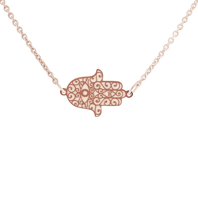 Eppi Stříbrný jóga náhrdelník se symbolem Hamsa N46889