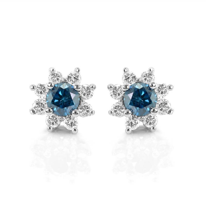 Náušnice s modrými diamanty
