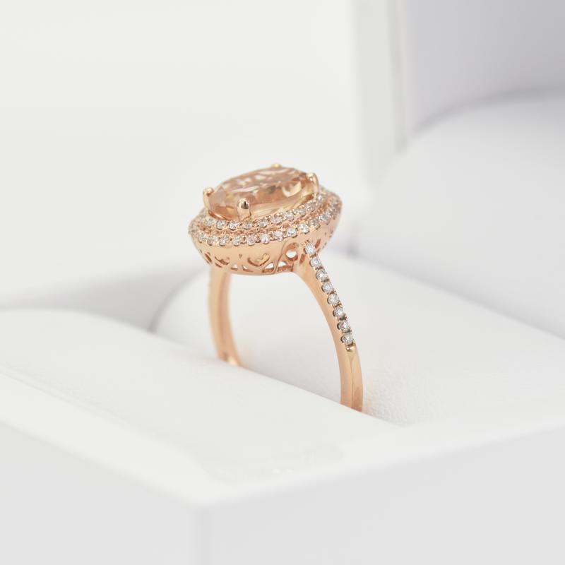 Zlatý prsten s morganitEm 15398